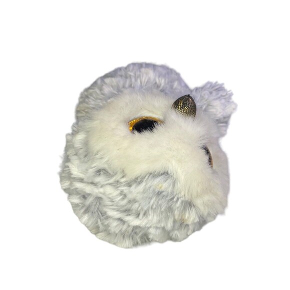 TY BEANIE BOOS OWELETTE Plush Gray White Owl Gold Glitter Eyes 6" 2017 Stuffie - Picture 8 of 11